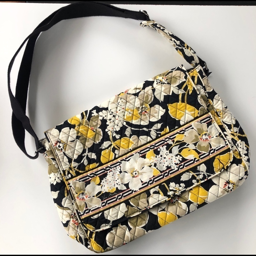 Vera Bradley Black and Yellow Laptop Bag. Laptop Floral Computer Bag